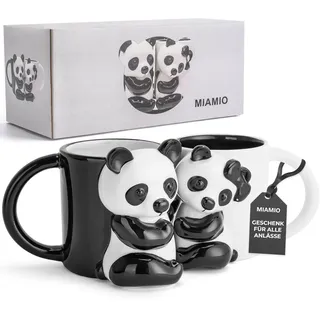 MIAMIO - Panda Keramik Tasse 400 ml / 3D Becher Tier für Kaffee und Tee Liebhaber, Cute Panda Mug, Couple Geschenke für Geburtstag/Weihnachten, Geschenke für Frauen und Männer