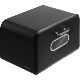 Navaris Brotkasten Metall Brotbox Brotkorb, Aufbewahrungsbox Küche Brotaufbewahrung Brotbehälter Brotaufbewahrungsbox, Rundum Belüftung, Visualisiert für Brot, Schwarz