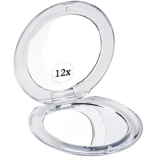 Mirrorvana Kleiner Taschenspiegel mit 12 Fach Vergrößerung – Kompaktspiegel zum Schminken auf Reisen – Mini Klappbar Reisespiegel für Frauen – 8,4 cm Rund