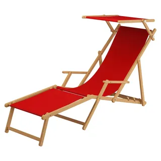 Relaxliege rot Gartenliege Strandliege Fußteil Sonnendach Tisch Gartenmöbel 10-308 N F S T - Rot