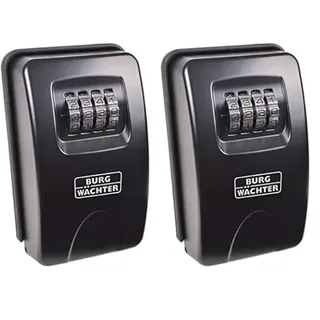 Burg-Wächter Schlüsseltresor mit 4-stelligem Zahlencode für außen und innen, Sicher, Wandmontage, Key Safe 20 SB, Schwarz, Außen: 83x135x46mm (HxBxT) (Packung mit 2)