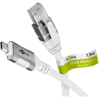 goobay USB-C auf RJ45 Adapter 7,5 m Weiß