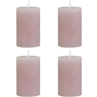 4er Set Macon rustikale Stumpenkerze Kerze Antik Altarkerzen 100% Paraffin lange Brenndauer H8/D5 cm Taupe