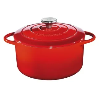 Küchenprofi Bratentopf, rund, rot, Energiesparender Bräter für alle Herdarten und Induktion, Durchmesser: 26 cm