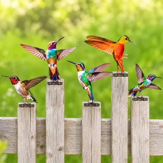 5 Stück Gartendeko Bemalte Vogel Vögel Gartenstecker Deko Gartendeko