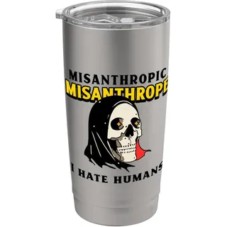 Misanthropischer Misanthrop Ich hasse Menschen (Lustiges Statement für Einzelgänger) Doppelwandiger Edelstahl-Thermobecher