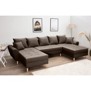 Collection AB Wohnlandschaft »Raisa U-Form« mit Federkern, Kissen und Steppung im Sitzbereich, braun