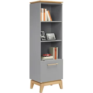 Paidi Regal , Eichefarben, Schieferfarben , Holz , Eiche , massiv , 2 Fächer , 1 Schubladen , 48.2x161.3x39.6 cm , Blauer Engel, Goldenes M , Beimöbel erhältlich, stehend , Wohnzimmer, Regale, Bücherregale