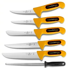 Schwertkrone Solingen Metzgermesser Set - Made in Germany - 6-tlg. Profi Messer Set, Fleischermesser, Schlachtermesser, Ausbeinmesser, Schlachtmesser