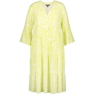 Ulla Popken, Damen, große Größen, Midikleid, Leomuster, A-Linie, Stehkragen, 3/4-Arm