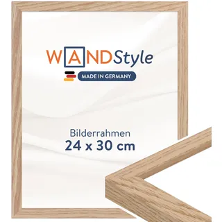 WANDStyle Bilderrahmen 24x30 Eiche, moderner Bilderrahmen Holz, hochwertiger Holzbilderrahmen, Posterrahmen zum Aufhängen, Rahmen 30x24 cm, Fotorahmen H950 - Made in Germany