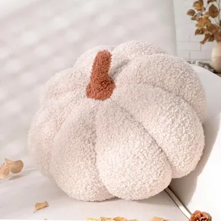 Yhoelata Halloween Kürbis Kissen, Kissen Kürbisform Cremeweiß Dekokissen, Pumpkin Pillows Herbst Zierkissen Aesthetic Sofakissen, Bett Deko Kissens Runden für Kind Schlafzimmer, Geschenk 20 cm