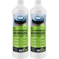 BIOLAB Bio Reinigungsmittel für Wischroboter (2 x 1000 ml) Bodenreiniger Konzentrat auch für Reinigungsstationen & Saugroboter mit Wischfunktion - passend für Roborock, Ecovacs Deebot, iRobot, etc.