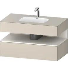 Duravit Qatego Einbauwaschtisch mit Konsolenwaschtischunterbau, 1000x550x600mm, Nische Weiß Supermatt, QA4786084, Farbe: Taupe Supermatt/mit Nischenbeleuchtung