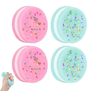 KYLOS 4 Stück Squeeze Toys, Squishy Spielzeug, Keks Stressabbau, Ultraweiche Dekompressions Entlüftung, Antistress Spielzeug In 2 Blau + 2 Rosa, 3.8Cm Länge 1Cm Höhe