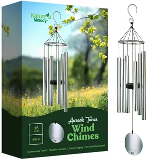 Nature's Melody Windspiel - Aureole Tunes 36" Silver - 91,4 cm (36 Zoll) - Aluminium