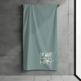 MTOnlinehandel Strandtuch XXL 100x200 cm – Weiches & Saugfähiges Badetuch Happy Salbei grün – Baumwolle & Mikrofaser Mix – Schnelltrocknend – Perfekt für Wellness, Strand, Geschenkidee