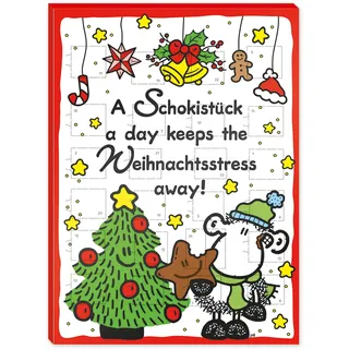 Sheepworld Adventskalender Motiv „Schokistück“ | 26 cm x 35 cm, Schoko-Adventskalender, 75 g | Adventskalender Schokolade, Adventskalender Kinder, Adventskalender lustig | 51129