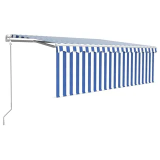vidaXL Markise Automatisch mit Rollo LED Windsensor 4x3 m Blau & Weiß - Blau