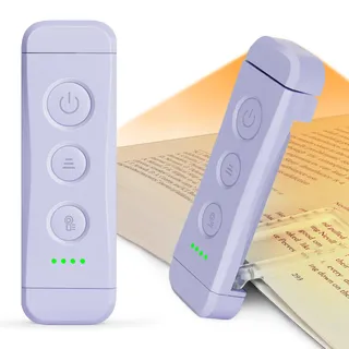 Glocusent Leselampe Buch Klemme, Augenschonende Bücher Leselampe mit 3 Farben & 5 dimmbaren Helligkeiten, Wiederaufladbar Buchlampe, Buch Leselicht perfekt für Buchliebhaber und Kinder