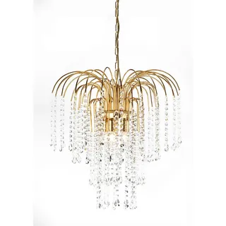 Onli Kristall-Hängeleuchte Pioggia 6-flg. 110 cm rund goldfarben