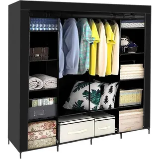ruhhy Kleiderschrank 170 x 170 x 45 cm Schwarz