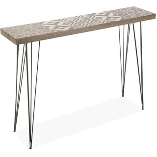 Versa Dallas Schmales Möbelstück für den Eingangsbereich oder Flur, Moderner Konsolentisch, Maßnahmen (H x L x B) 80 x 25 x 110 cm, Holz und Metall, Farbe: Weiß und Braun