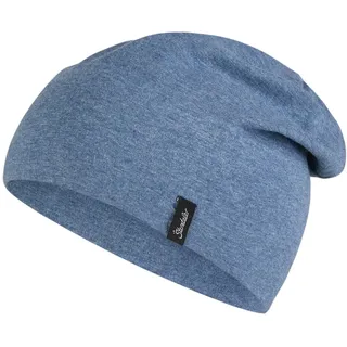 Sterntaler OCS Beanie mit Umschlag – Mütze aus Melange-Singlejersey (Bio) mit Ohrenklappen, Bindeband & Stickmotiv – Unisex Baby Übergangsmütze – Tintenblau, Gr. 41