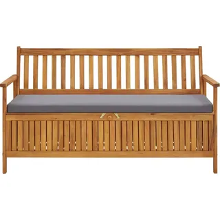 vidaXL Gartenbank mit Stauraum und Auflage 148 cm Massivholz Akazie - Grau