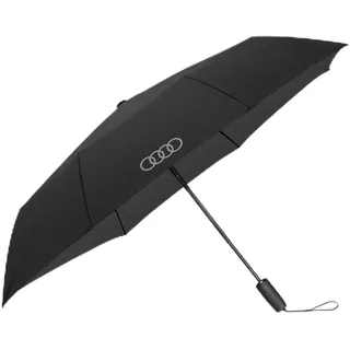 Audi 3122600200 Regenschirm Taschenschirm Automatik Schirm, schwarz, mit Audi Ringe Emblem