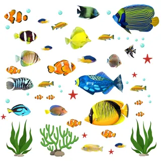 milaosk Wandtattoo Tropischer Fisch Wandsticker Unter dem Meer Aufkleber