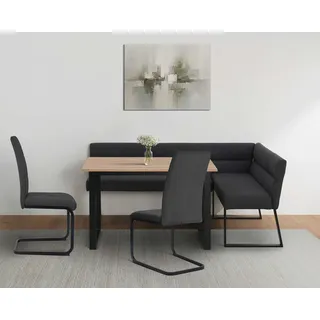 OTTO home "Barcell/Ivanna/Calgoty", Set, Eckbankgruppe, Sitzgruppe, Eckbank und Stühle bequem gepolstert, Tisch 120x80 cm, anthrazit, eiche farb., anthrazit, schwarz, B:120cm H:76cm T:80cm, MDF, Metall, Stoff, Sitzmöbel-Sets, Eckbank, Stühle, 4 tlg.