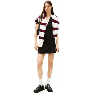 Tommy Jeans Damen Polokleid Contrast Fit & Flare Mini-Länge, Schwarz (Black), XXS