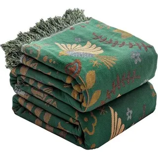 Rustische Boho-Quilt für Bett - 100% Baumwolle, sehr weiches, ländliches Bettwäschestück mit Vogel- und Blumenmotiv, für alle Jahreszeiten.