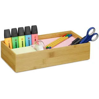Relaxdays Ordnungsbox Bambus 7 x 30 x 15 cm 15-tlg. natur