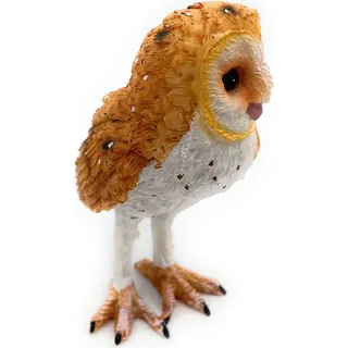 Onwomania Polyresin Figur Schleiereule Eule langbeinige Eule Vogel Tier Dekofigur aus Polyresin Braun 8,5 cm