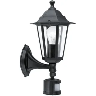 EGLO Außenleuchte Metall und Glas IP44 mit Bewegungsmelder schwarz