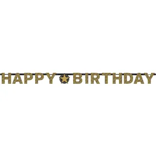 Amscan 9901179 - Partykette Happy Birthday, Folie, 213 x 16,2 cm, Sparkling Celebration, Girlande, Hängedekoration, Geburtstag