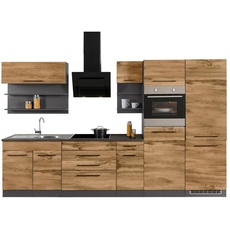 Bild von MÖBEL Küchenzeile »Tulsa«, mit E-Geräten, Breite 350 cm, schwarze Metallgriffe, MDF Fronten,