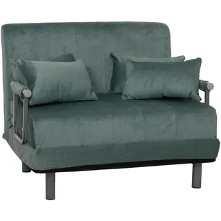 MCW Schlafsessel K29 Chenille 105 x 80 x 190 cm Blau/Grün mit Kissen
