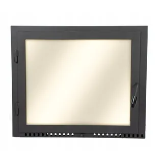 Kamintur 75x42 cm Pizzaofentür | Ofentür mit Hitzebeständiges Glass | Stahltür Ohne Flansch | Scharniere Auf der linken | 750 x 420 mm