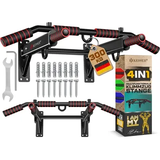 Kesser KESSER® 4in1 Klimmzugstange zur Wandmontage rutschfesten Griffen zusätzliche Funktion für Seile Ringe und Boxsäcke mit verschiedenen Griffpositionen sicher | stabil Pull Up Bar für zuhause