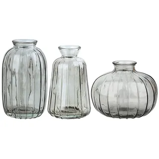 TopHomer Set 3 Stück Kleine Vasen Blumenvase Vintage Vasen Deko Glasvasen Mini Vasen für Tischdeko Wohnzimmer Home Aesthetic Tisch Flur Fenster Zimmer Deko(Grau)