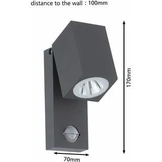 EGLO Sakeda Sensor Wandleuchte 1-flammig anthrazit