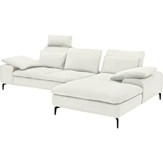W.Schillig Ecksofa »valentinoo, Designsofa, bequem, elegant und zeitlos, L-Form« inklusive Hocker, mit Sitztiefenverstellung, Breite 299 cm, weiß