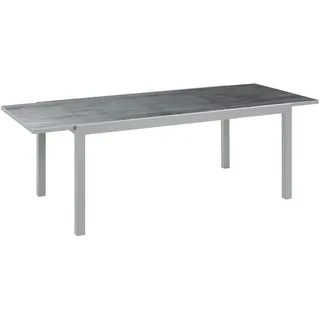 greemotion Ausziehtisch Monza, Glastischplatte, Keramiklook, 160/240 x 75 x 90cm, Silber / Grau