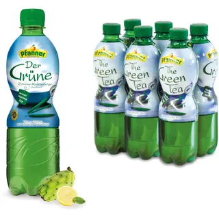 Pfanner Der Grüne Zitrone-Kaktusfeige im Vorratspack – Direkt aufgebrühter grüner Tee mit Zitronensaft und Kaktusfeigensaft verfeinert (6 x 500 ml)