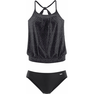 Tankini VENICE BEACH, Damen, Gr. 36, N-Gr, schwarz (schwarz, grau), Polyamid, Bikini-Sets Tankini, in Oversize-Form