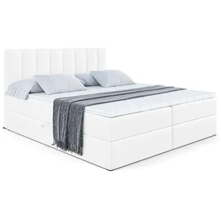 altdecor Boxbett, Weiß Hochglanz, Holzwerkstoff, Höhe ca. 20 cm 120x200 cm, Schlafzimmer, Betten, Boxspringbetten