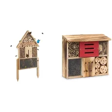 Relaxdays Insektenhotel L stehend, Nisthilfe für Bienen & Insektenhotel gebrannt HBT 29 x 33 x 13,5 cm Bienenhotel aus Naturmaterialien